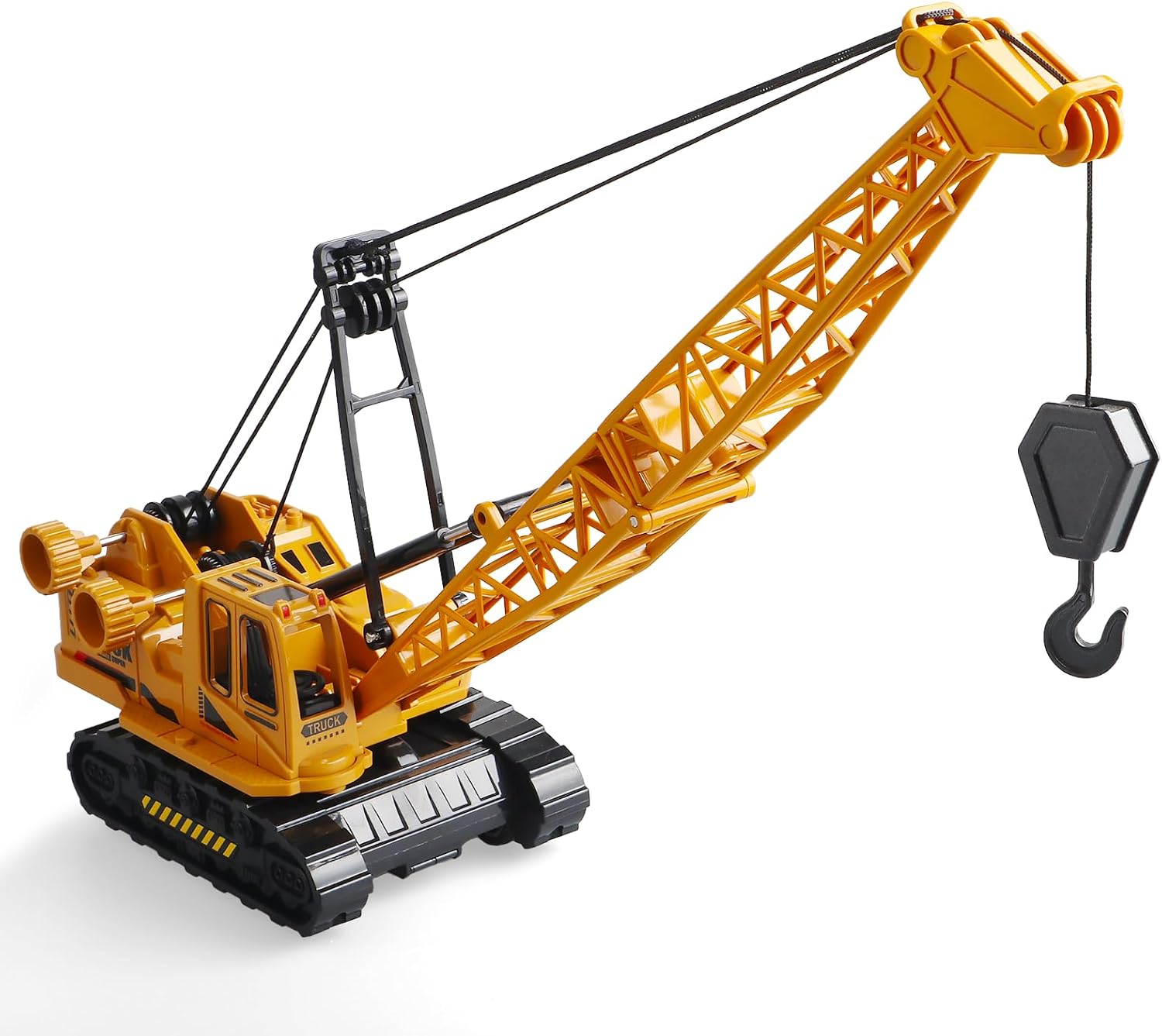 Metal ABS Crane Toy, Diecast Construction Vehicles Crane Model Car with Manual Lifting Button, Truck Building Toys for Kids Boys Ages 3-7, 8-12 Christmas and Birthday Gifts